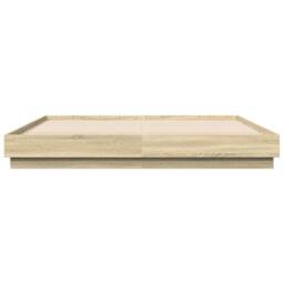 Berkfield Home Bed Frame with LED without Mattress Sonoma Oak 200x200 cm in Brown - thumbnail 6