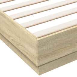Berkfield Home Bed Frame with LED without Mattress Sonoma Oak 200x200 cm in Brown - thumbnail 9