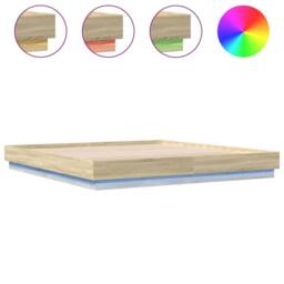 Berkfield Home Bed Frame with LED without Mattress Sonoma Oak 200x200 cm in Brown - thumbnail 1