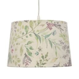First Choice Lighting Voyage - Floral Print 28cm Pendant or Lamp Shade in Green - thumbnail 1