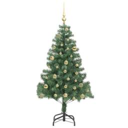Berkfield Home Christmas Tree with 150 LEDs with Stand Green 150 cm PVC - thumbnail 4