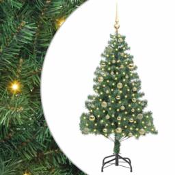 Berkfield Home Christmas Tree with 150 LEDs with Stand Green 150 cm PVC - thumbnail 2