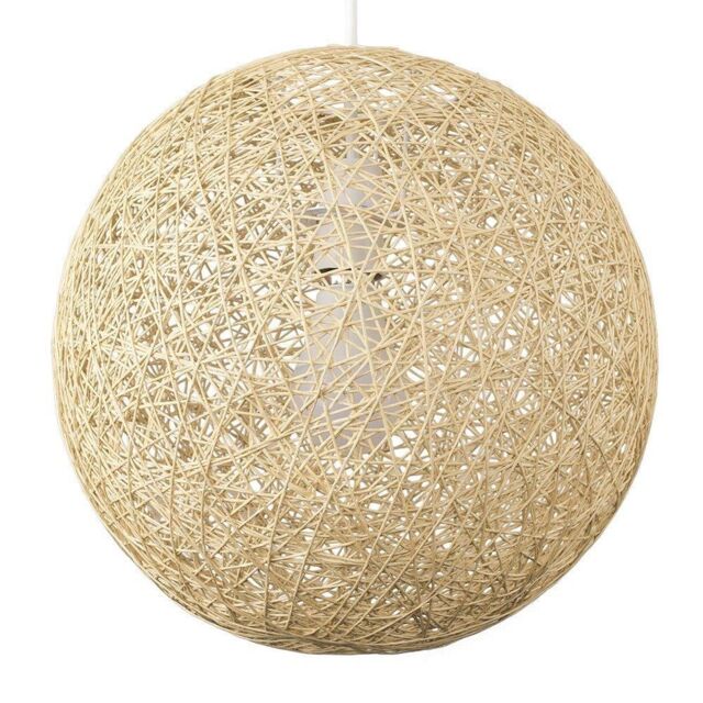 ValueLights Bjorn Medium Ratten Wicker Cream Ceiling Pendant Shade - image 1
