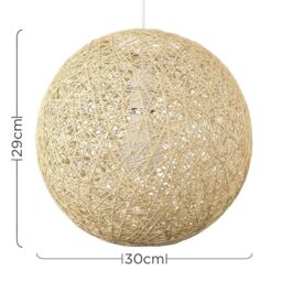 ValueLights Bjorn Medium Ratten Wicker Cream Ceiling Pendant Shade - thumbnail 5