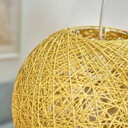 ValueLights Bjorn Medium Ratten Wicker Cream Ceiling Pendant Shade - thumbnail 4