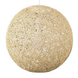 ValueLights Bjorn Medium Ratten Wicker Cream Ceiling Pendant Shade