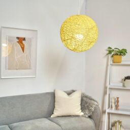 ValueLights Bjorn Medium Ratten Wicker Cream Ceiling Pendant Shade - thumbnail 3