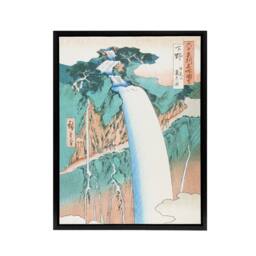 "Artery8 Mount Nikko Urami Waterfall Framed Canvas Wall Art Print Hiroshige in Green - Size: W12"" x H16""" - thumbnail 1