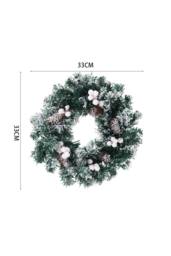 Living and Home D30cm Snow Flocked Christmas Artificial Wreath with Classical Xmas Ornaments in Green - thumbnail 6