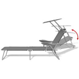 Berkfield Home Sun Lounger with Canopy Steel Grey - thumbnail 6