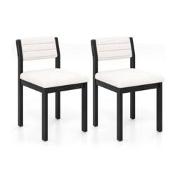 Gymax Imitation Lamb Fleece Home Chair with Upholstered Seat & Rubber in White