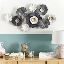 Wyld and Coco Gold-Accented Iron Wall Sculpture 90 x 49 cm Grey White
