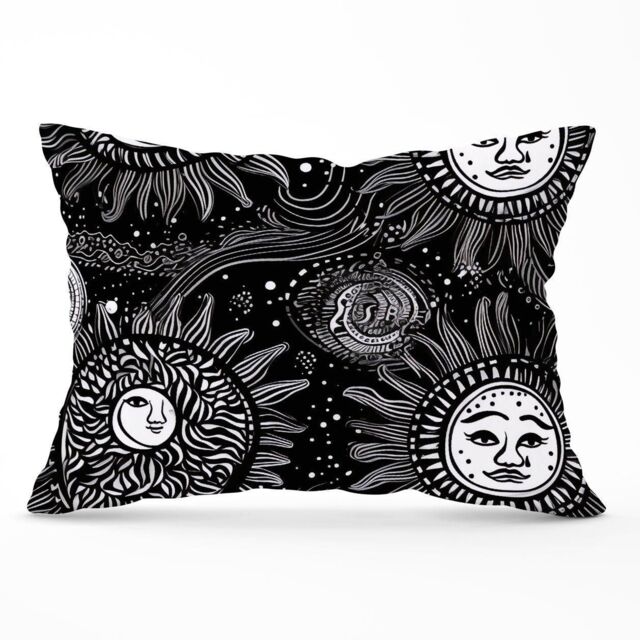 Warren Reed - Designer Moon & Sun White Black Cushions - Size: 60 cm x 60 cm - image 1