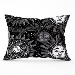 Warren Reed - Designer Moon & Sun White Black Cushions - Size: 60 cm x 60 cm - thumbnail 1
