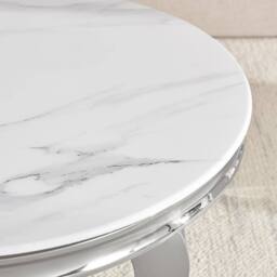 FurnitureboxUK Skye Round White Marble Glass & Metal Coffee Table - thumbnail 4