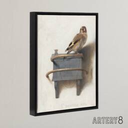 "Artery8 Carel Fabritius The Goldfinch Bird Framed Canvas Wall Art Print in Beige - Size: W12"" x H16""" - thumbnail 2