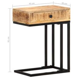 Berkfield Home U-Shaped Side Table 45x30x61 cm Solid Mango Wood in Brown - Size: 45 x 30 x 61 cm - thumbnail 9