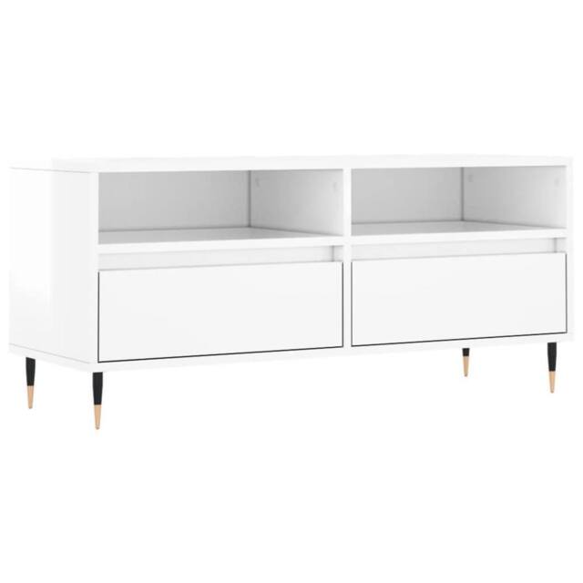 Berkfield Home TV Cabinet High Gloss White 100x34.5x44.5 cm Engineered Wood - image 1