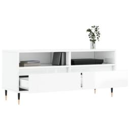 Berkfield Home TV Cabinet High Gloss White 100x34.5x44.5 cm Engineered Wood - thumbnail 4
