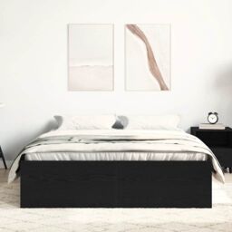 Berkfield Home Bed Frame without Mattress Black Oak 140x200 cm Engineered Wood in Brown - thumbnail 3
