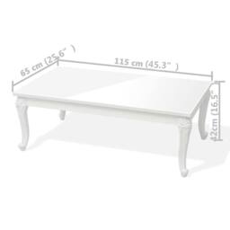 Berkfield Home Coffee Table 115x65x42 cm High Gloss White - Size: 115 x 65 x 42 cm - thumbnail 5