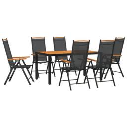 Berkfield Home 7 Piece Garden Dining Set Black & Brown Aluminium - thumbnail 2
