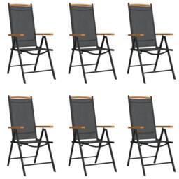 Berkfield Home 7 Piece Garden Dining Set Black & Brown Aluminium - thumbnail 3