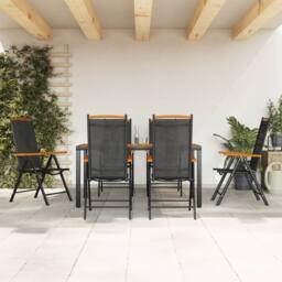 Berkfield Home 7 Piece Garden Dining Set Black & Brown Aluminium - thumbnail 1