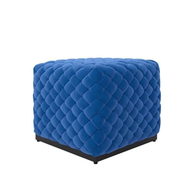 Lemon Pavilion Furniture Colline Small Cobalt Pouffe - Velvet/Metal - L50xW50xH42 cm in Blue - image 1