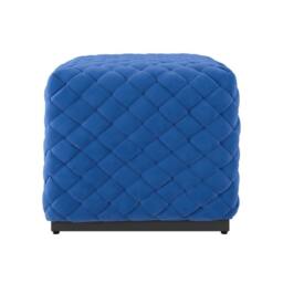 Lemon Pavilion Furniture Colline Small Cobalt Pouffe - Velvet/Metal - L50xW50xH42 cm in Blue - thumbnail 2