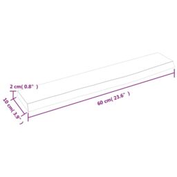 Berkfield Home Wall Shelf Dark Grey 60x10x2 cm Treated Solid Wood Oak in Brown - Size: 60 x 10 x 2 cm - thumbnail 5