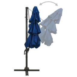 Berkfield Home Harmful 4-Tier Parasol with Aluminium Pole Azure Blue 3x3 m - thumbnail 5
