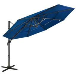 Berkfield Home Harmful 4-Tier Parasol with Aluminium Pole Azure Blue 3x3 m - thumbnail 2