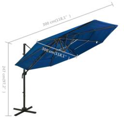 Berkfield Home Harmful 4-Tier Parasol with Aluminium Pole Azure Blue 3x3 m - thumbnail 8