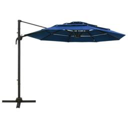 Berkfield Home Harmful 4-Tier Parasol with Aluminium Pole Azure Blue 3x3 m - thumbnail 3
