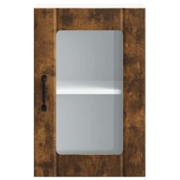 Berkfield Home Kitchen Wall Cabinet with Glass Door Lucca Smoked Oak in Brown - thumbnail 5