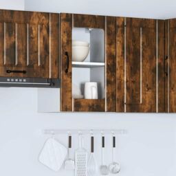 Berkfield Home Kitchen Wall Cabinet with Glass Door Lucca Smoked Oak in Brown - thumbnail 4