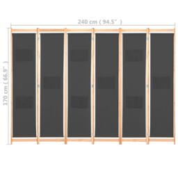 Berkfield Home Stylish 6-Panel Room Divider Grey 240x170x4 cm Fabric - Size: 240 x 170 x 4 cm - thumbnail 8