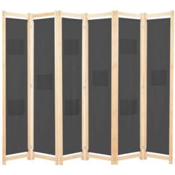 Berkfield Home Stylish 6-Panel Room Divider Grey 240x170x4 cm Fabric - Size: 240 x 170 x 4 cm - thumbnail 2