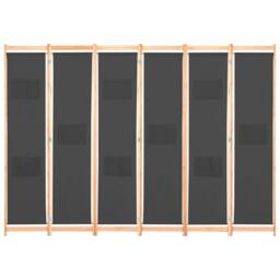 Berkfield Home Stylish 6-Panel Room Divider Grey 240x170x4 cm Fabric - Size: 240 x 170 x 4 cm - thumbnail 3