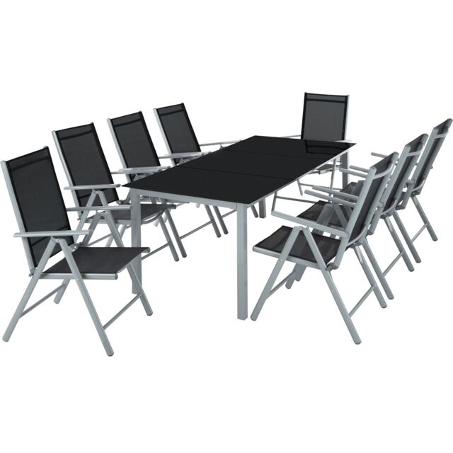 tectake Aluminum Seating Set 8+1 in Silver - Size: XL - image 1