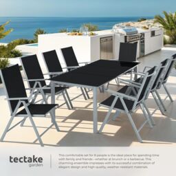 tectake Aluminum Seating Set 8+1 in Silver - Size: XL - thumbnail 4