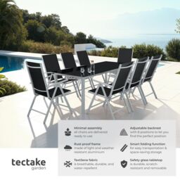 tectake Aluminum Seating Set 8+1 in Silver - Size: XL - thumbnail 2
