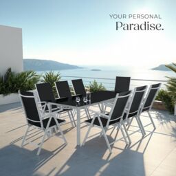 tectake Aluminum Seating Set 8+1 in Silver - Size: XL - thumbnail 8