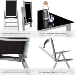 tectake Aluminum Seating Set 8+1 in Silver - Size: XL - thumbnail 5