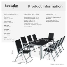 tectake Aluminum Seating Set 8+1 in Silver - Size: XL - thumbnail 6