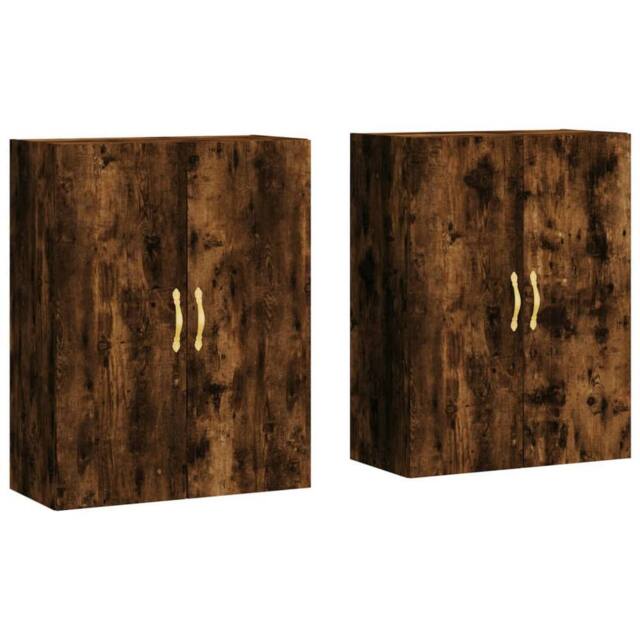 Berkfield Home Wall Mounted Cabinets 2 pcs Smoked Oak 69.5x34x90 cm in Brown - image 1