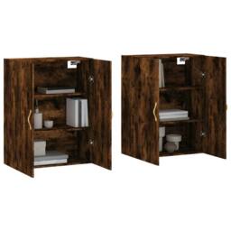 Berkfield Home Wall Mounted Cabinets 2 pcs Smoked Oak 69.5x34x90 cm in Brown - thumbnail 3