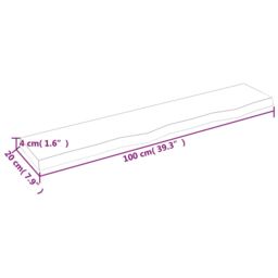 Berkfield Home Wall Shelf 100x20x4 cm Untreated Solid Wood Oak in Brown - Size: 100 x 20 x 4 cm - thumbnail 5