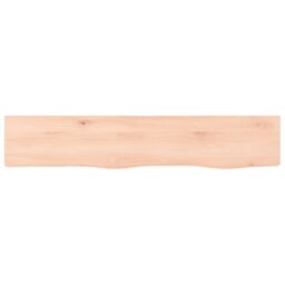 Berkfield Home Wall Shelf 100x20x4 cm Untreated Solid Wood Oak in Brown - Size: 100 x 20 x 4 cm - thumbnail 2